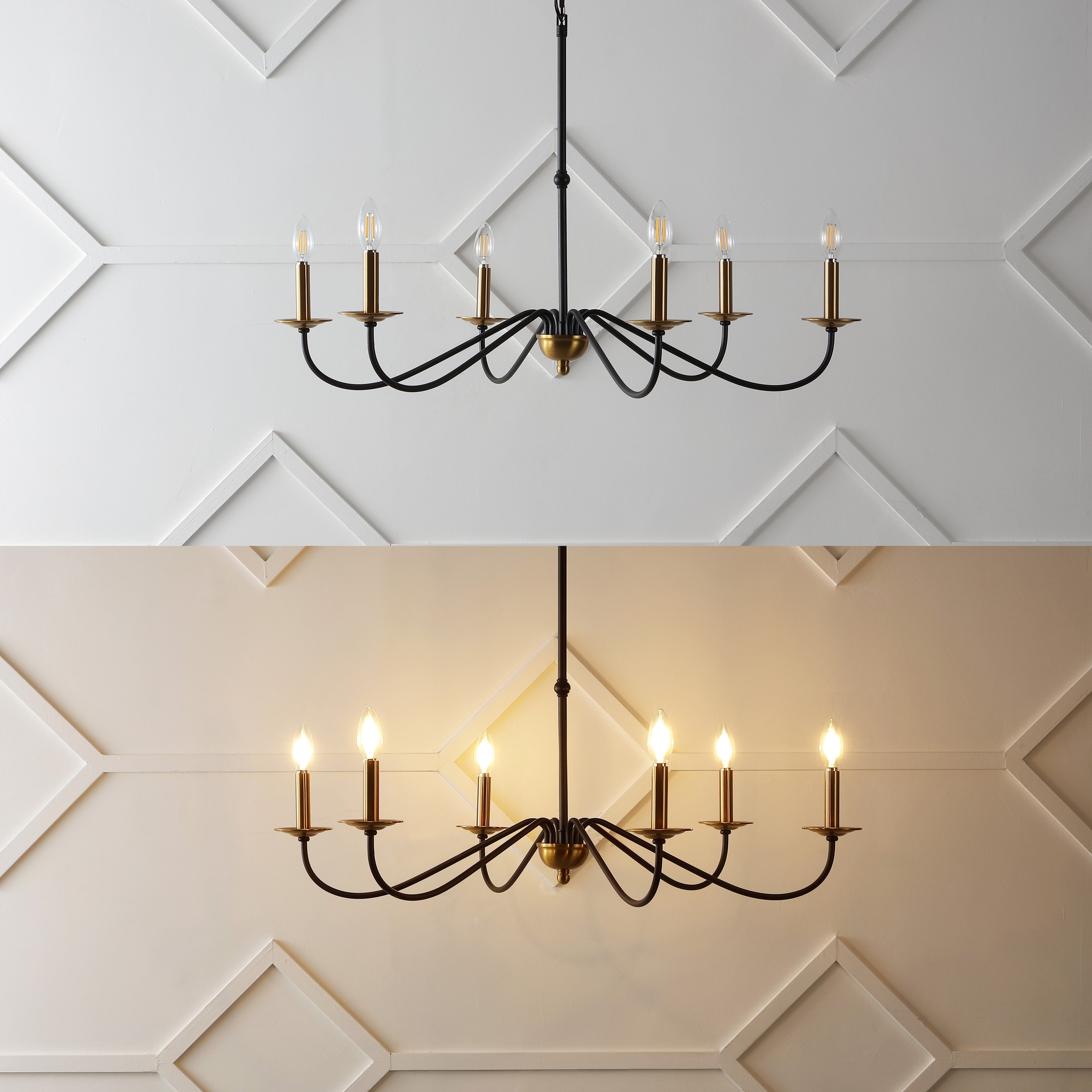 Lampadario a LED in ferro a 6 luci da 34,75 pollici, di JONATHAN Y