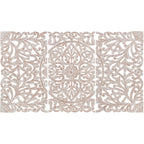 Norma Floral, arte murale in legno naturale intagliato a mano, 48x28 pollici, 3 pannelli