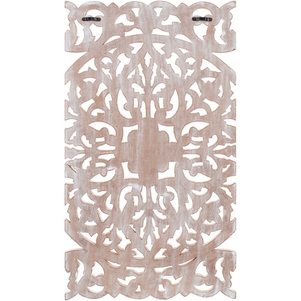 Norma Floral, arte murale in legno naturale intagliato a mano, 48x28 pollici, 3 pannelli