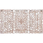 Norma Floral, arte murale in legno naturale intagliato a mano, 48x28 pollici, 3 pannelli