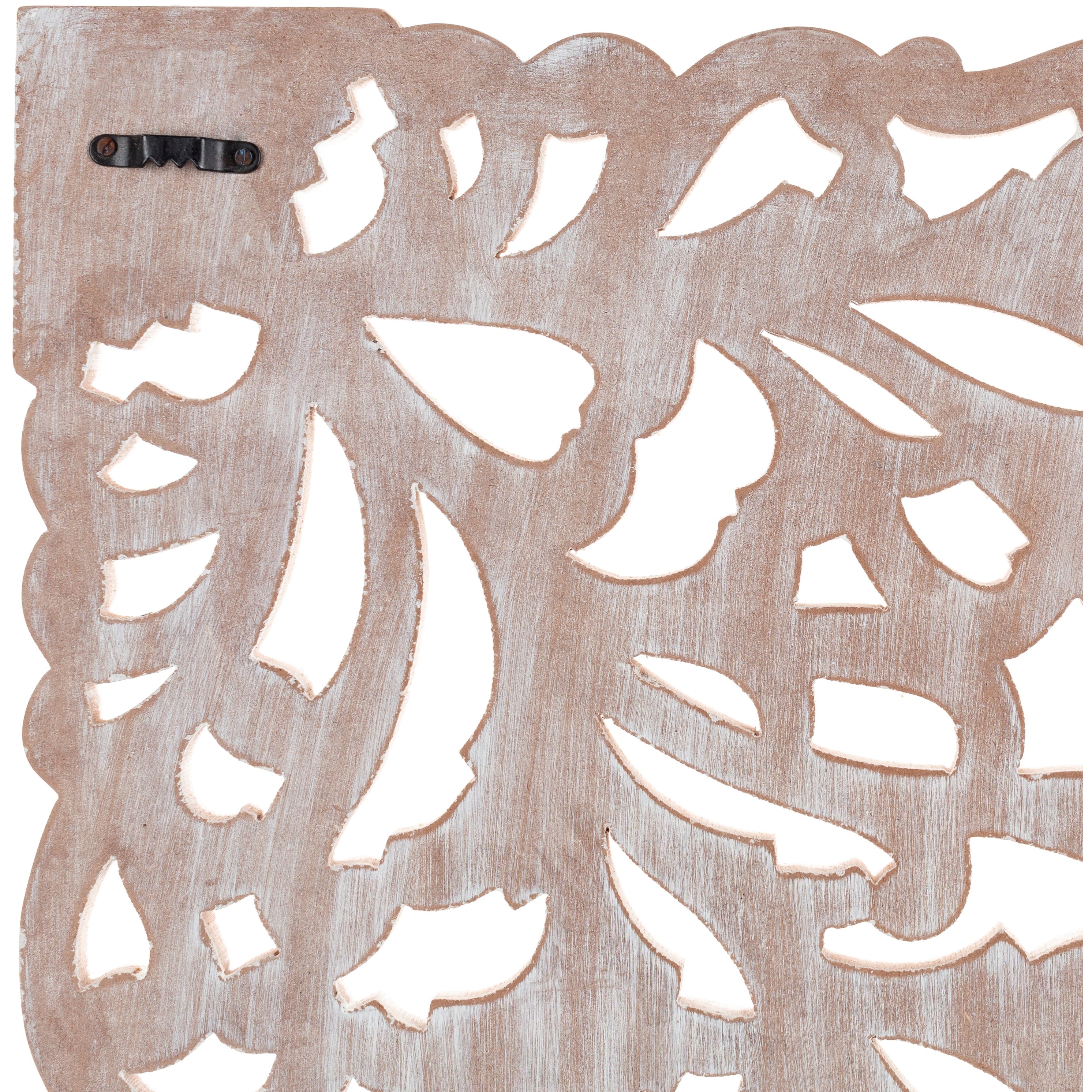 Norma Floral, arte murale in legno naturale intagliato a mano, 48x28 pollici, 3 pannelli