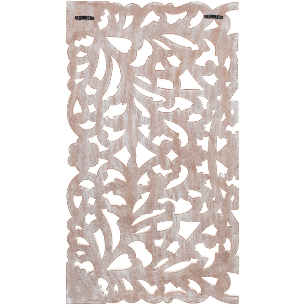 Norma Floral, arte murale in legno naturale intagliato a mano, 48x28 pollici, 3 pannelli