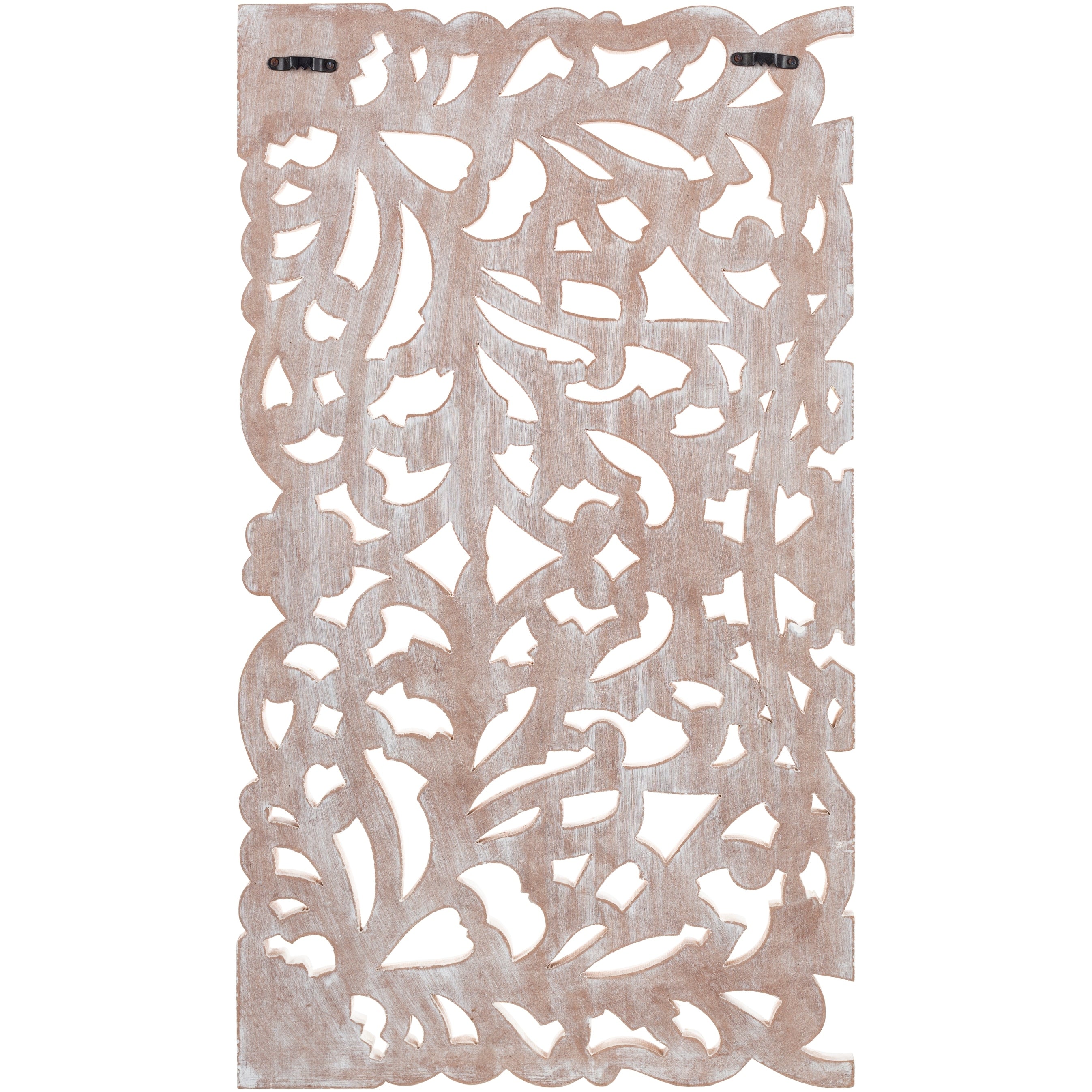 Norma Floral, arte murale in legno naturale intagliato a mano, 48x28 pollici, 3 pannelli