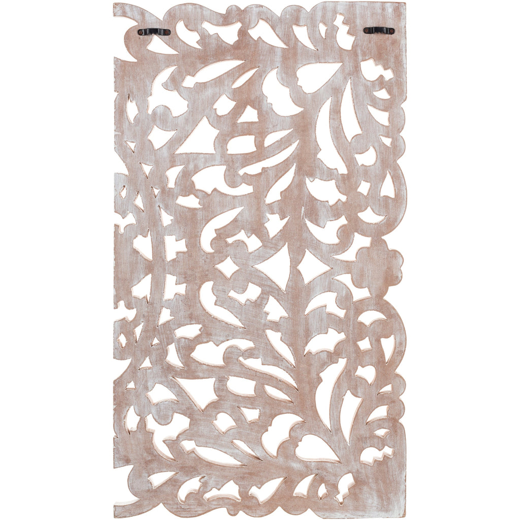 Norma Floral, arte murale in legno naturale intagliato a mano, 48x28 pollici, 3 pannelli