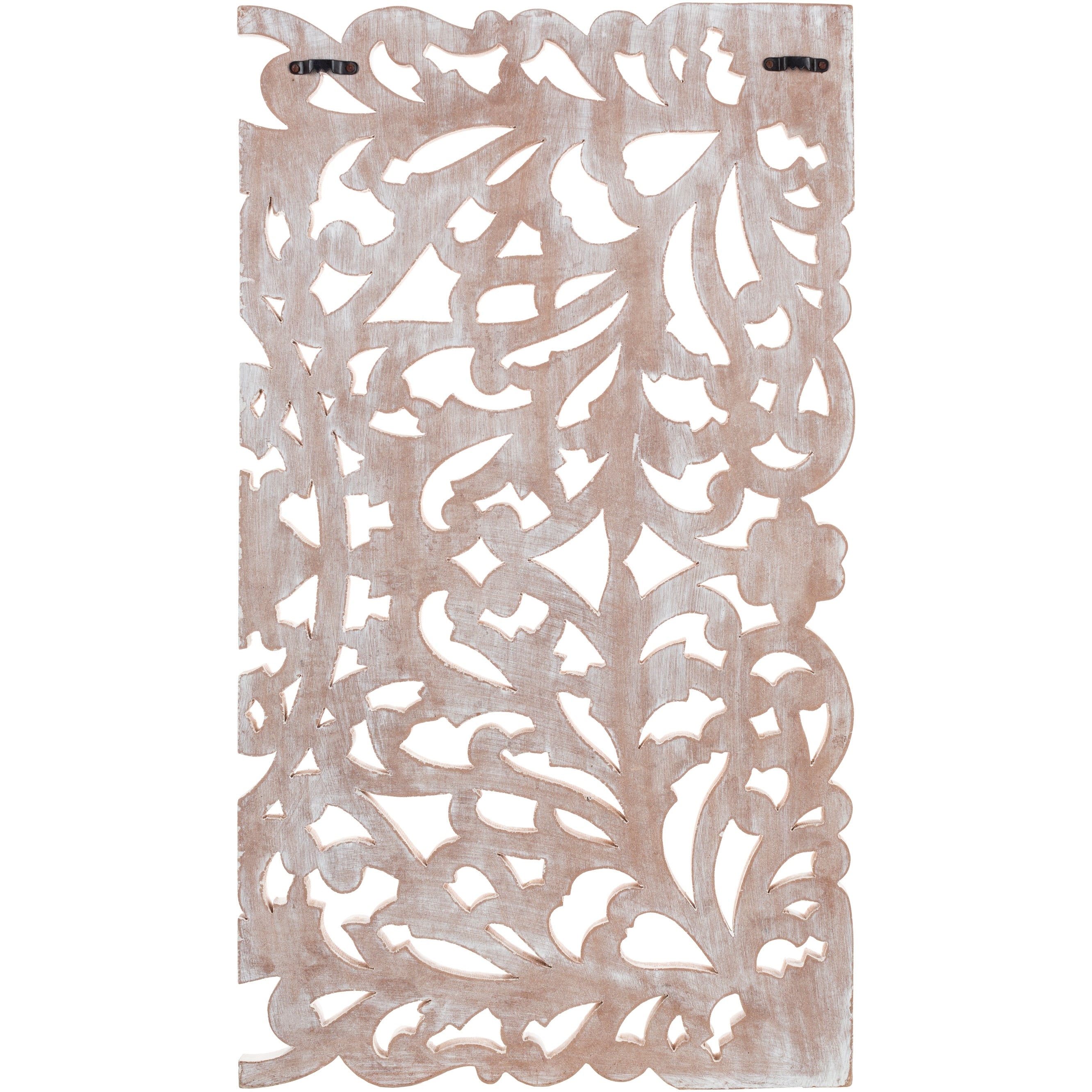 Norma Floral, arte murale in legno naturale intagliato a mano, 48x28 pollici, 3 pannelli