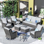Set di 8 sedie girevoli in vimini per patio OVIOS