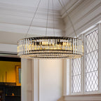 Lampadario moderno rotondo in cristallo OYIPRO da 6/8/12 luci a forma di tamburo per isola cucina