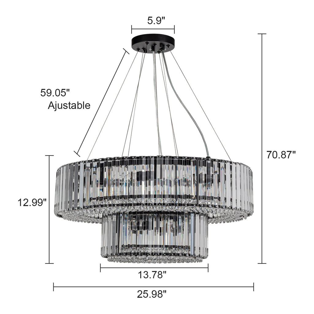 Lampadario moderno rotondo in cristallo OYIPRO da 6/8/12 luci a forma di tamburo per isola cucina