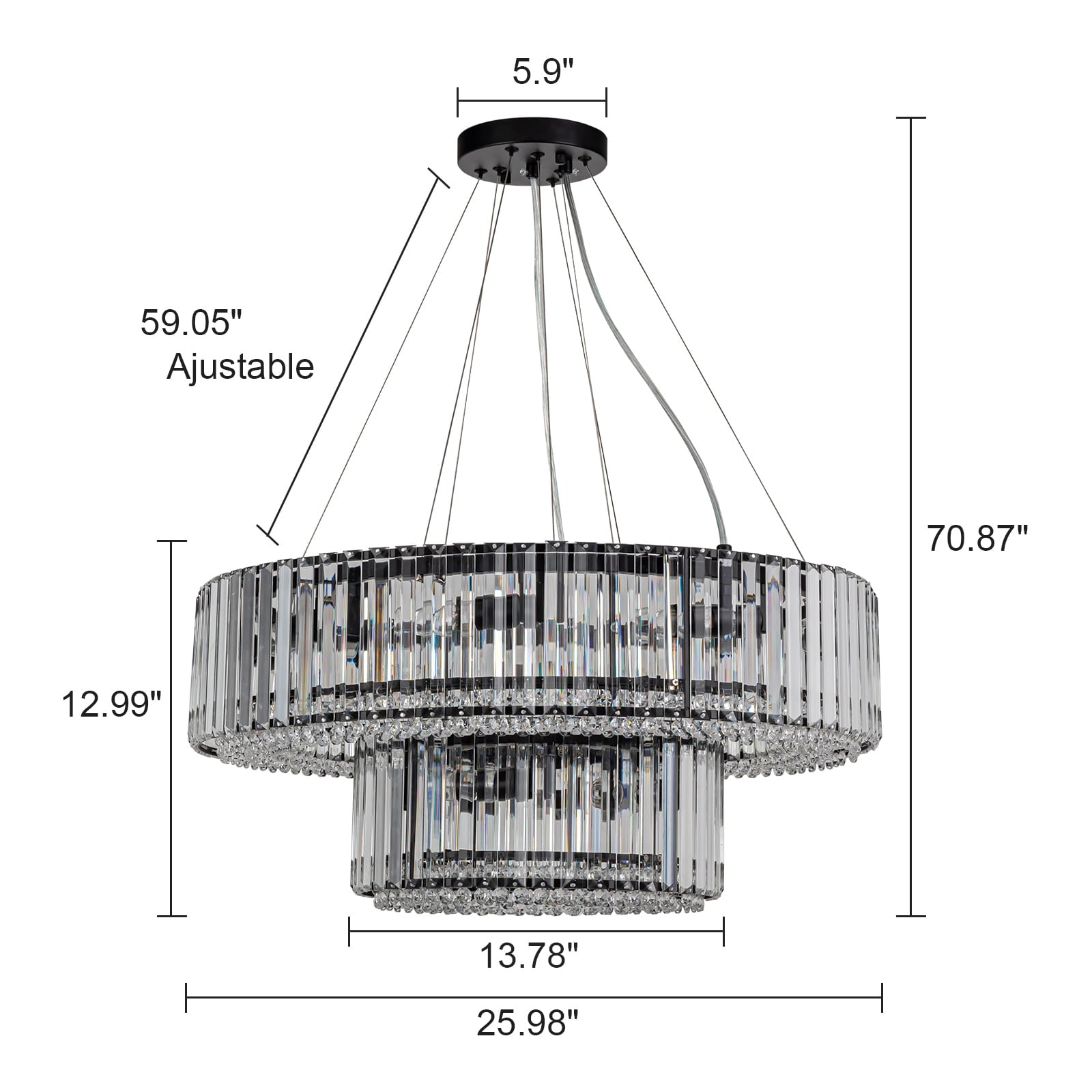 Lampadario moderno rotondo in cristallo OYIPRO da 6/8/12 luci a forma di tamburo per isola cucina