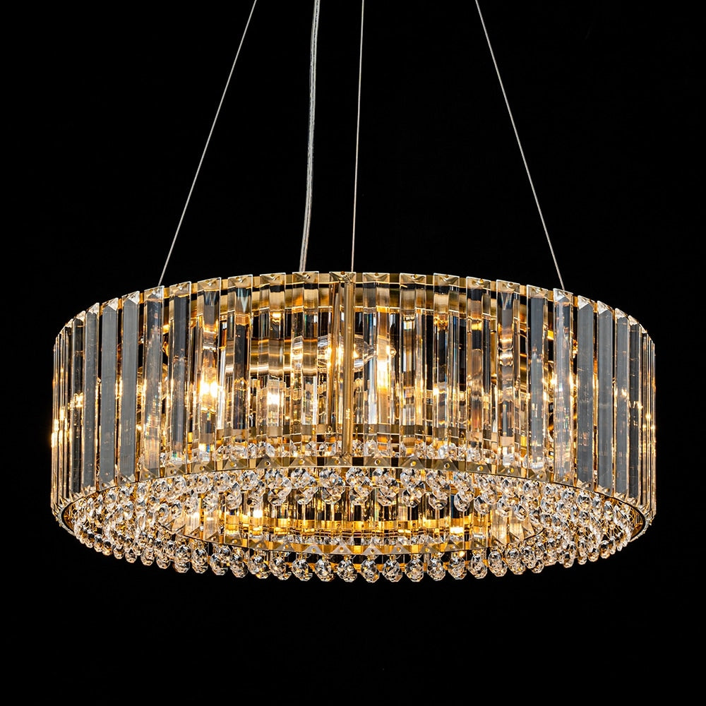 Lampadario moderno rotondo in cristallo OYIPRO da 6/8/12 luci a forma di tamburo per isola cucina