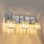 Ora Modern, lampade da bagno in cristallo dimmerabili sopra lo specchio, luci glamour per il bagno