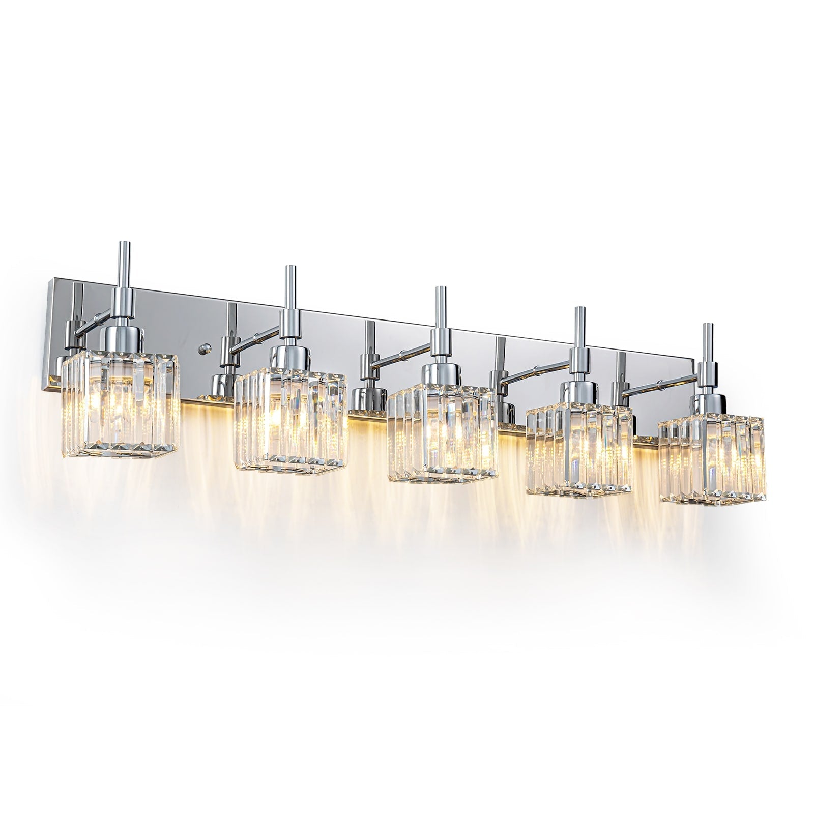 Ora Modern, lampade da bagno in cristallo dimmerabili sopra lo specchio, luci glamour per il bagno