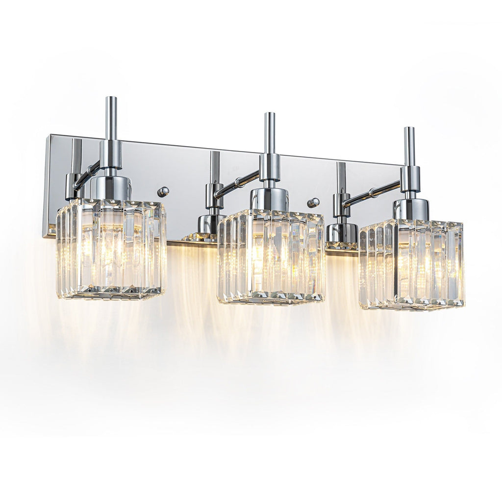 Ora Modern, lampade da bagno in cristallo dimmerabili sopra lo specchio, luci glamour per il bagno