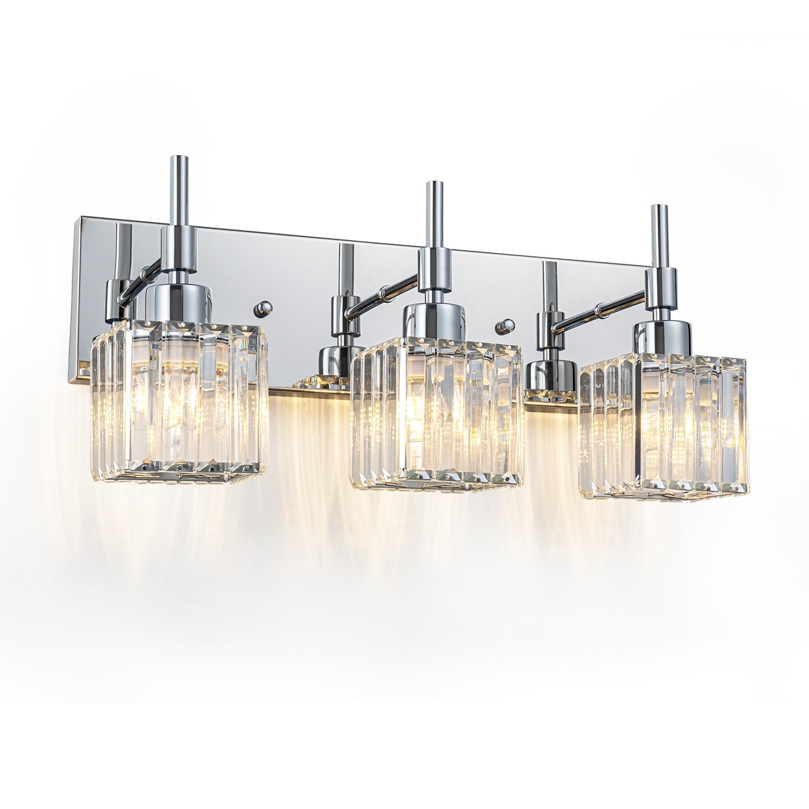 Ora Modern, lampade da bagno in cristallo dimmerabili sopra lo specchio, luci glamour per il bagno
