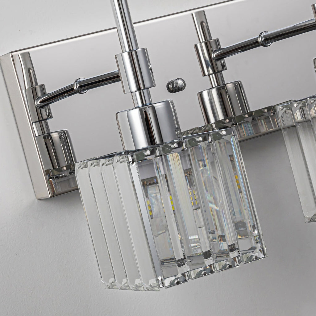 Ora Modern, lampade da bagno in cristallo dimmerabili sopra lo specchio, luci glamour per il bagno