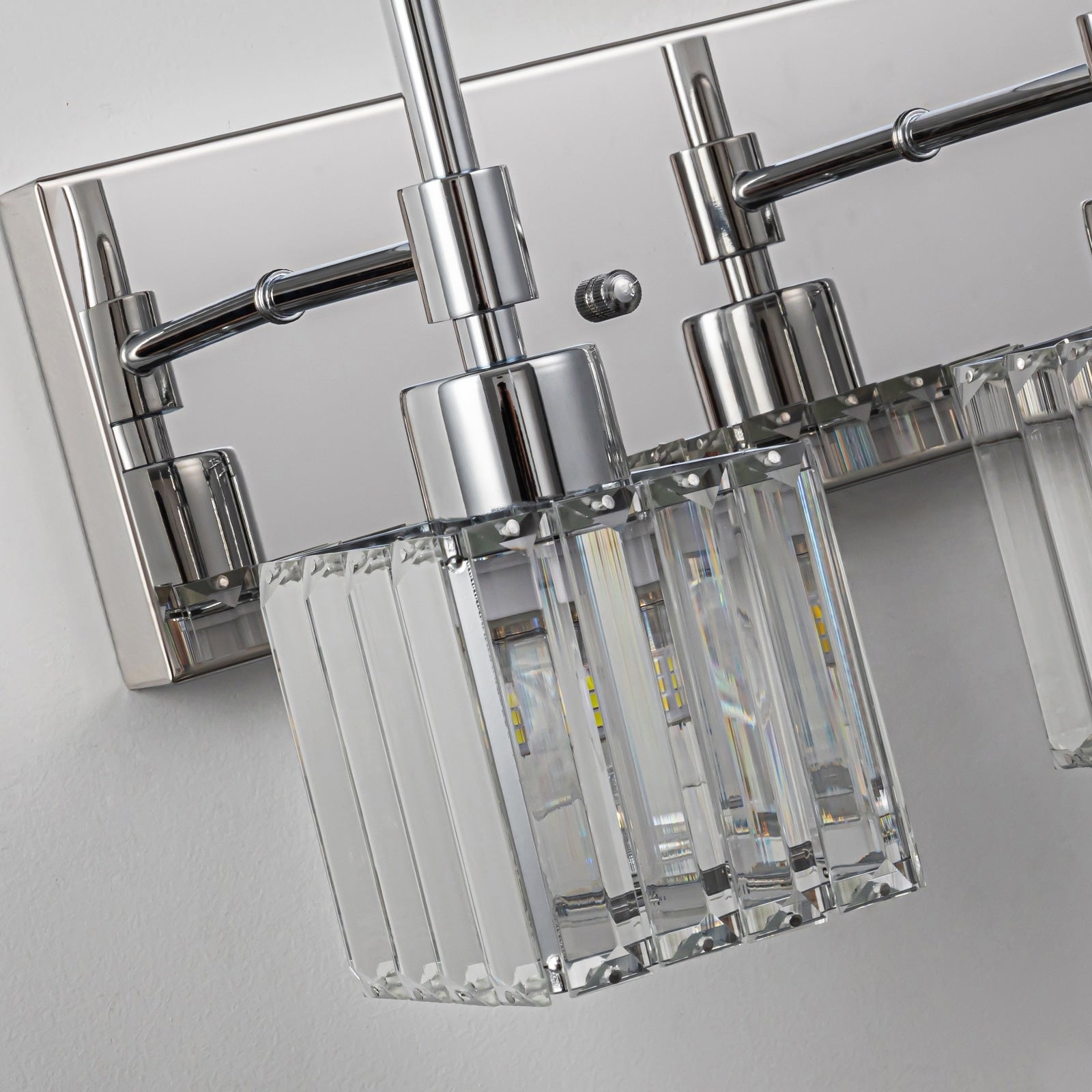 Ora Modern, lampade da bagno in cristallo dimmerabili sopra lo specchio, luci glamour per il bagno