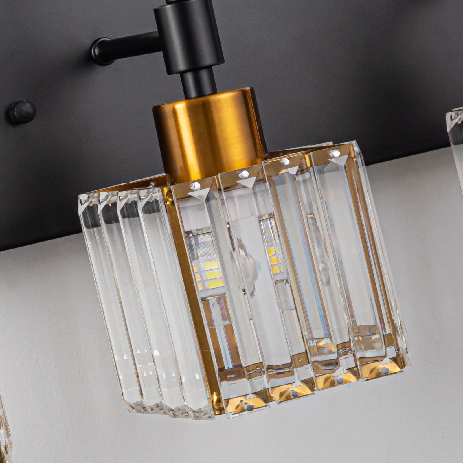 Ora Modern, lampade da bagno in cristallo dimmerabili sopra lo specchio, luci glamour per il bagno