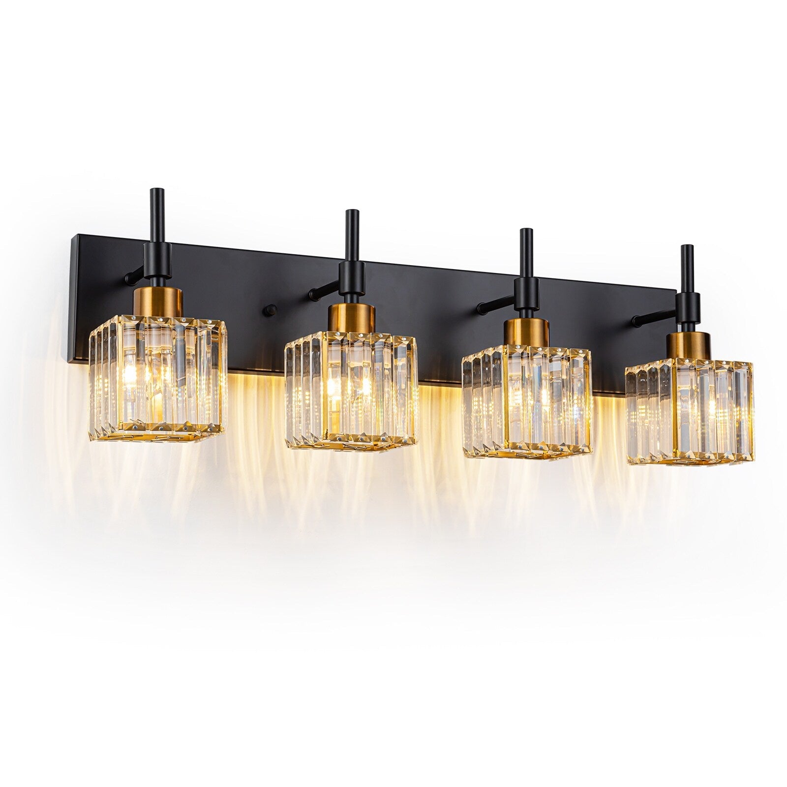 Ora Modern, lampade da bagno in cristallo dimmerabili sopra lo specchio, luci glamour per il bagno