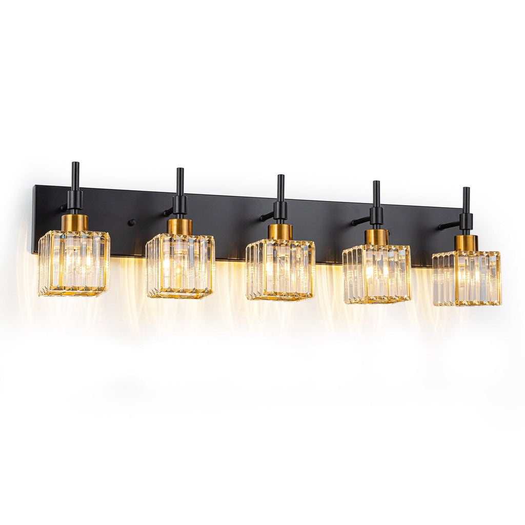 Ora Modern, lampade da bagno in cristallo dimmerabili sopra lo specchio, luci glamour per il bagno