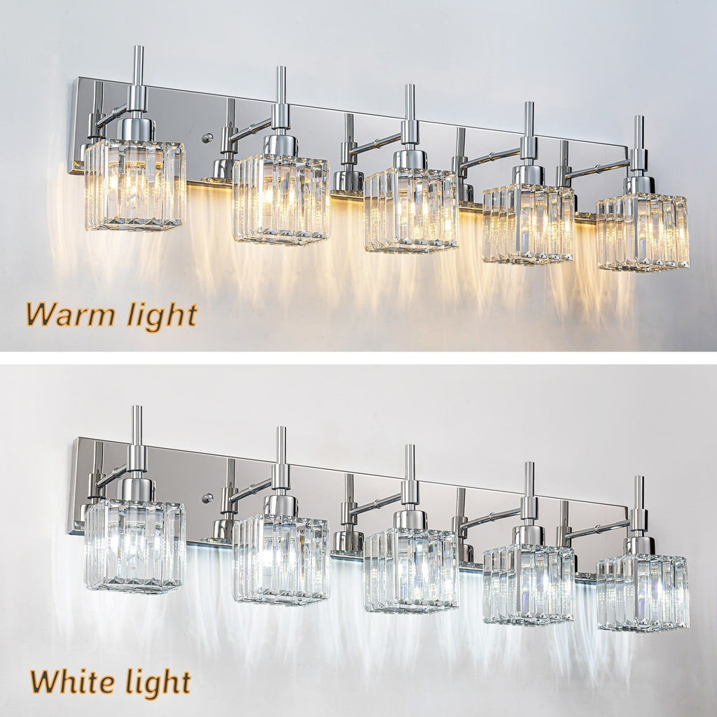 Ora Modern, lampade da bagno in cristallo dimmerabili sopra lo specchio, luci glamour per il bagno