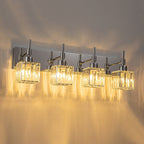 Ora Modern, lampade da bagno in cristallo dimmerabili sopra lo specchio, luci glamour per il bagno