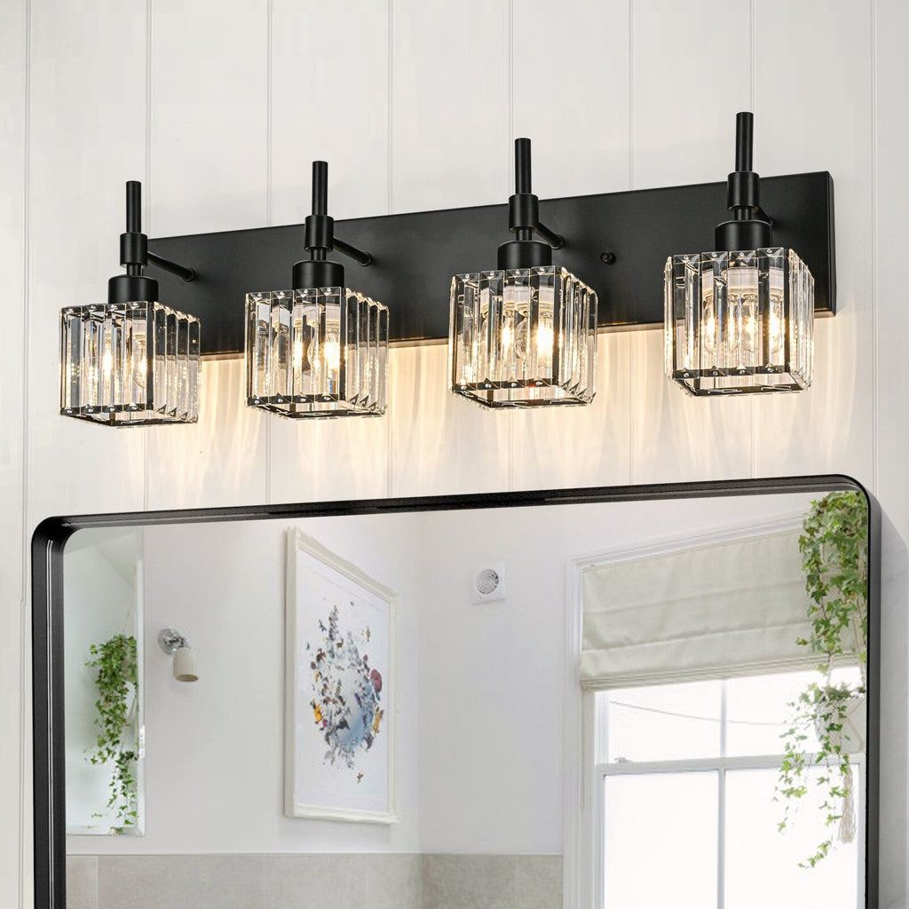 Ora Modern, lampade da bagno in cristallo dimmerabili sopra lo specchio, luci glamour per il bagno