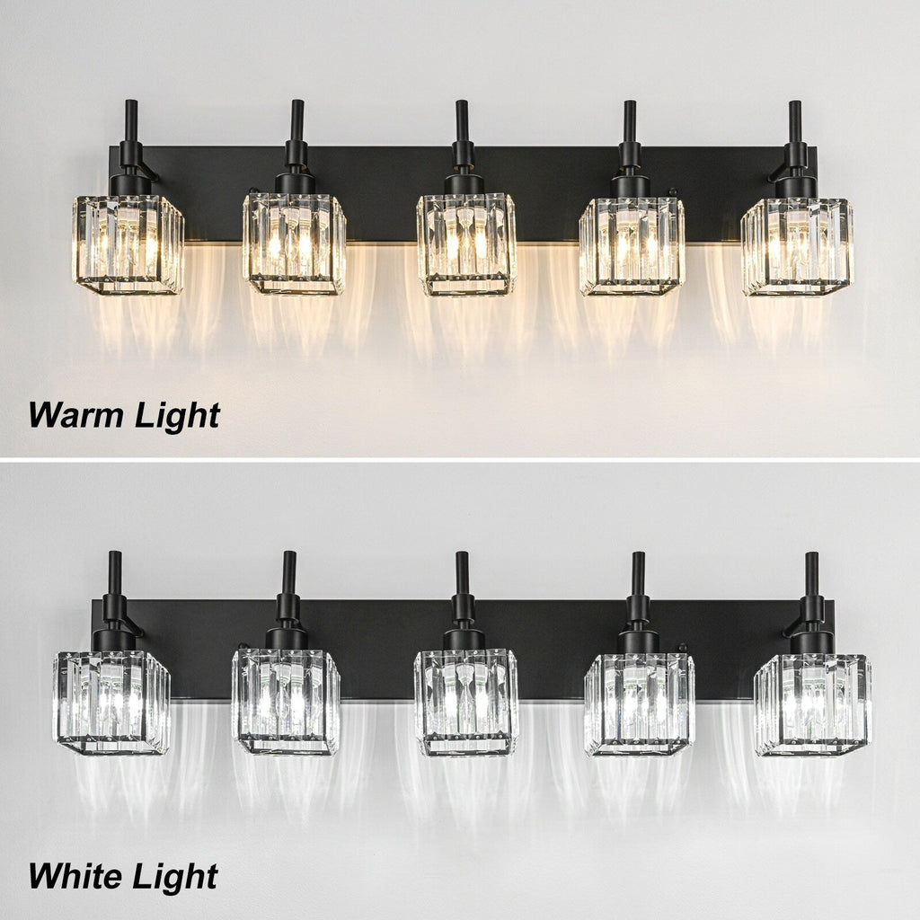 Ora Modern, lampade da bagno in cristallo dimmerabili sopra lo specchio, luci glamour per il bagno