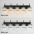 Ora Modern, lampade da bagno in cristallo dimmerabili sopra lo specchio, luci glamour per il bagno