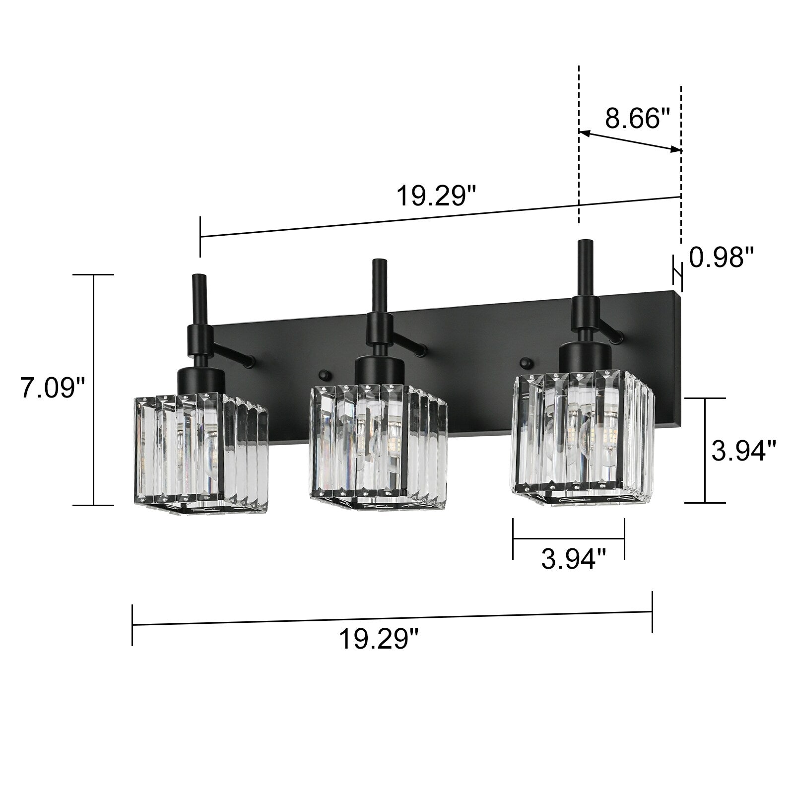 Ora Modern, lampade da bagno in cristallo dimmerabili sopra lo specchio, luci glamour per il bagno