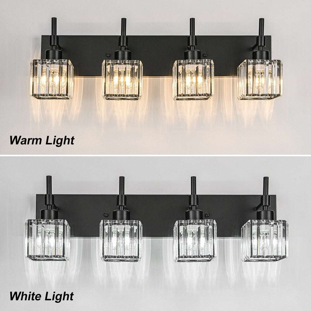 Ora Modern, lampade da bagno in cristallo dimmerabili sopra lo specchio, luci glamour per il bagno
