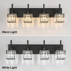 Ora Modern, lampade da bagno in cristallo dimmerabili sopra lo specchio, luci glamour per il bagno