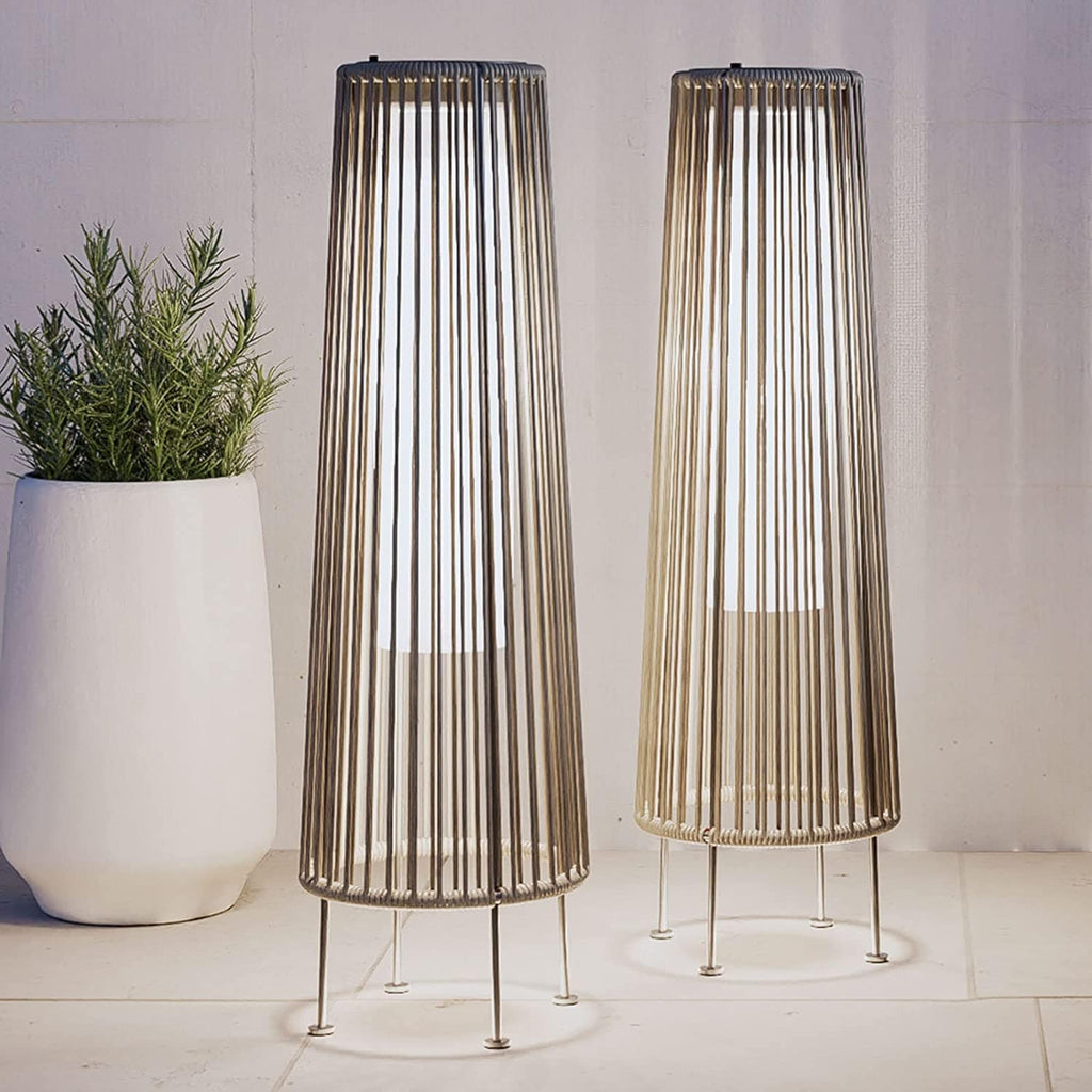 Lampada solare da pavimento per esterni, confezione da 2, lampada solare da patio in vimini per tutte le stagioni, lampada solare da esterno impermeabile per veranda, cortile, giardino