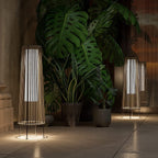 Lampada solare da pavimento per esterni, confezione da 2, lampada solare da patio in vimini per tutte le stagioni, lampada solare da esterno impermeabile per veranda, cortile, giardino