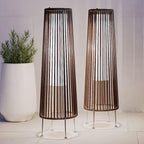 Lampada solare da pavimento per esterni, confezione da 2, lampada solare da patio in vimini per tutte le stagioni, lampada solare da esterno impermeabile per veranda, cortile, giardino