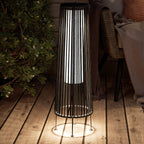 Lampada solare da pavimento per esterni, confezione da 2, lampada solare da patio in vimini per tutte le stagioni, lampada solare da esterno impermeabile per veranda, cortile, giardino