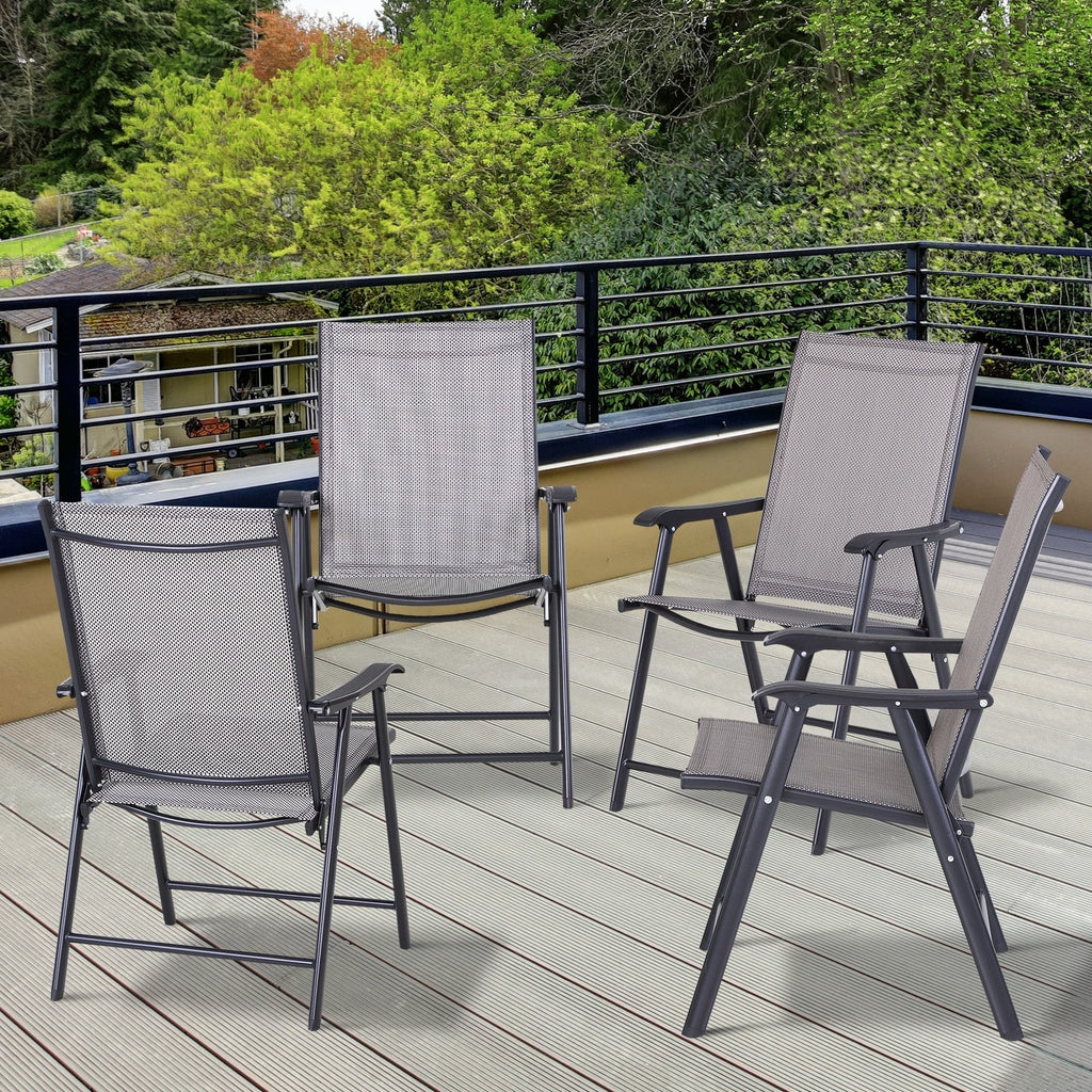 Set di 4 sedie pieghevoli da giardino Outsunny dal design semplice ed elegante, comode per il terrazzo, il giardino, il cortile e i viaggi