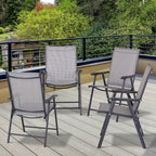 Set di 4 sedie pieghevoli da giardino Outsunny dal design semplice ed elegante, comode per il terrazzo, il giardino, il cortile e i viaggi