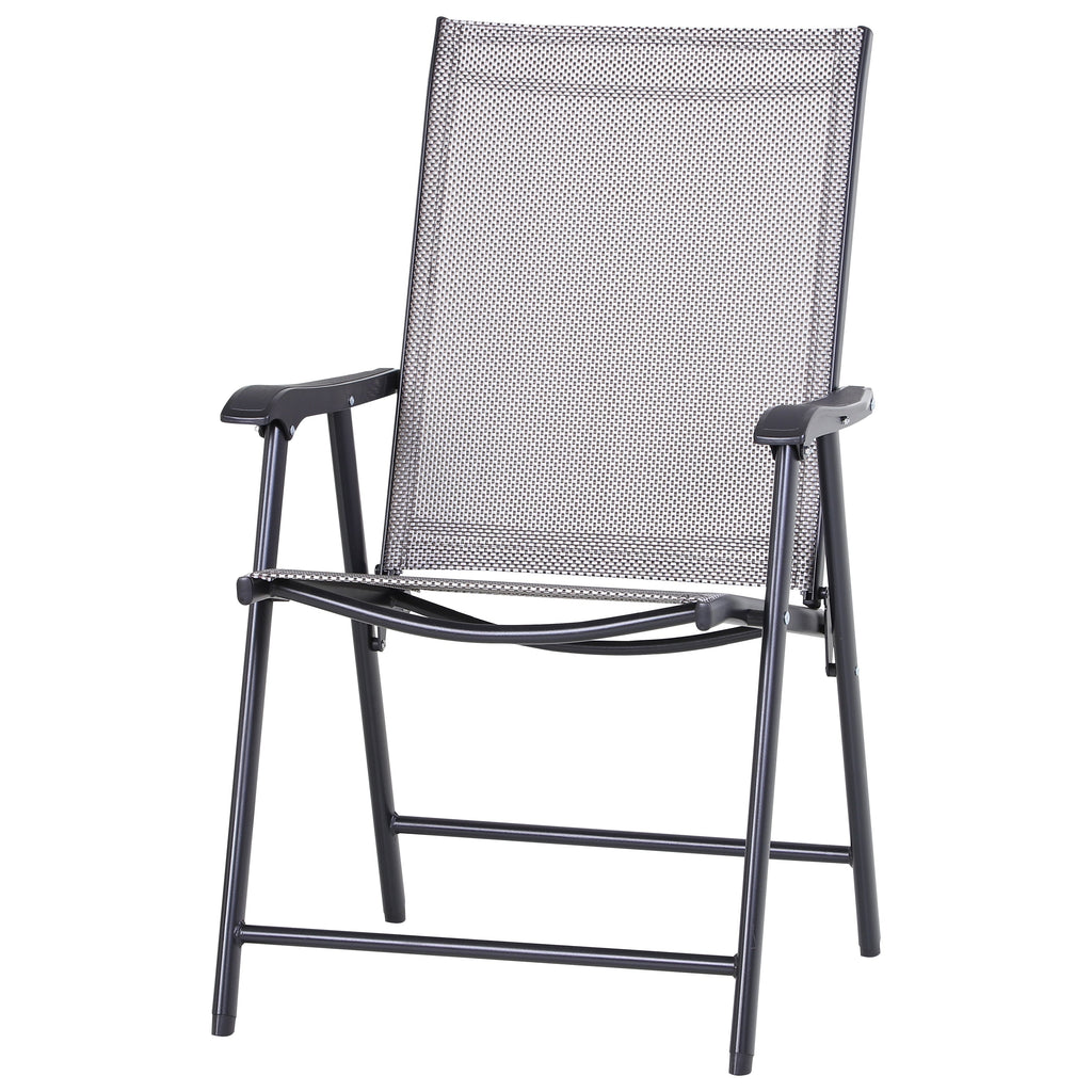 Set di 4 sedie pieghevoli da giardino Outsunny dal design semplice ed elegante, comode per il terrazzo, il giardino, il cortile e i viaggi