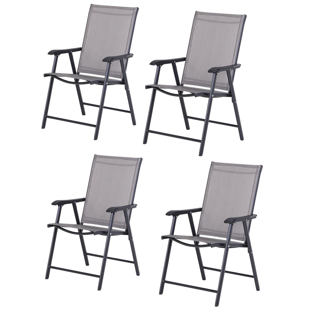 Set di 4 sedie pieghevoli da giardino Outsunny dal design semplice ed elegante, comode per il terrazzo, il giardino, il cortile e i viaggi