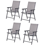 Set di 4 sedie pieghevoli da giardino Outsunny dal design semplice ed elegante, comode per il terrazzo, il giardino, il cortile e i viaggi