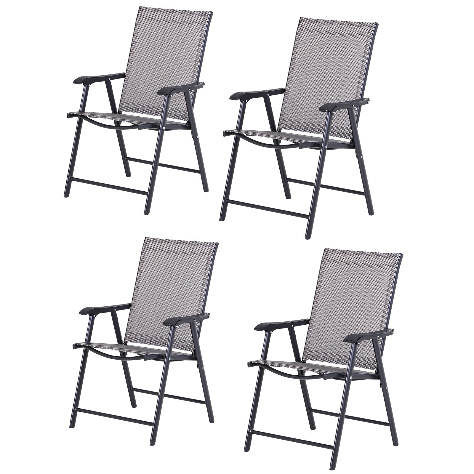 Set di 4 sedie pieghevoli da giardino Outsunny dal design semplice ed elegante, comode per il terrazzo, il giardino, il cortile e i viaggi
