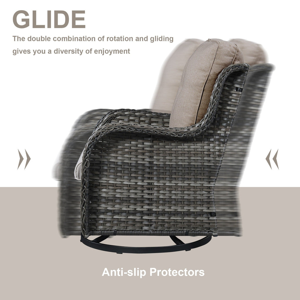 Sedie a dondolo da esterno in vimini Gymojoy con base girevole (set da 2)