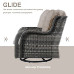 Sedie a dondolo da esterno in vimini Gymojoy con base girevole (set da 2)