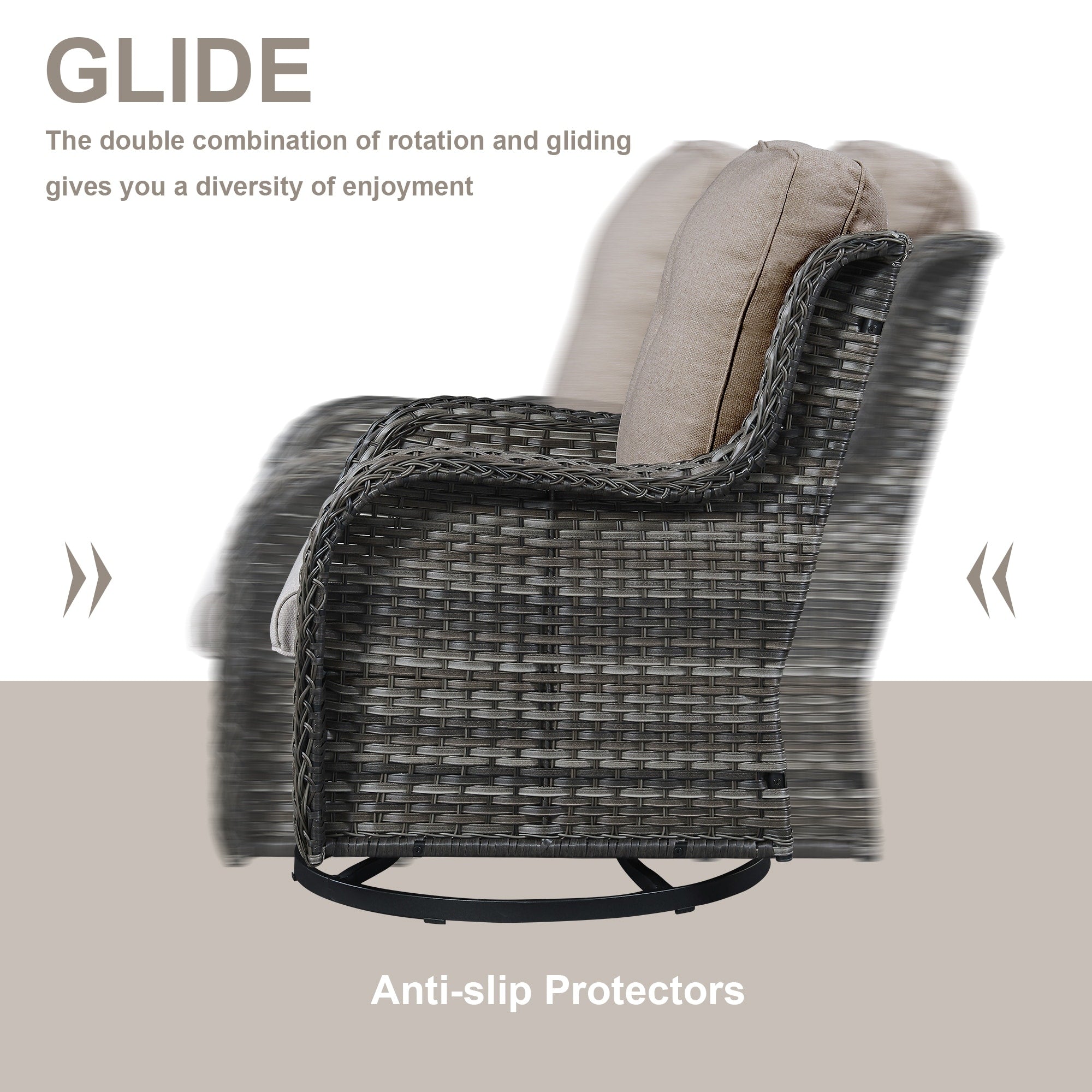 Sedie a dondolo da esterno in vimini Gymojoy con base girevole (set da 2)