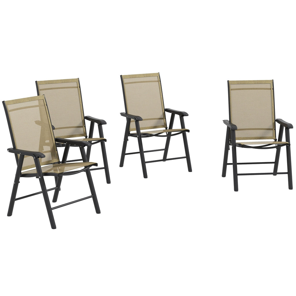 Set di 4 sedie pieghevoli da giardino Outsunny dal design semplice ed elegante, comode per il terrazzo, il giardino, il cortile e i viaggi