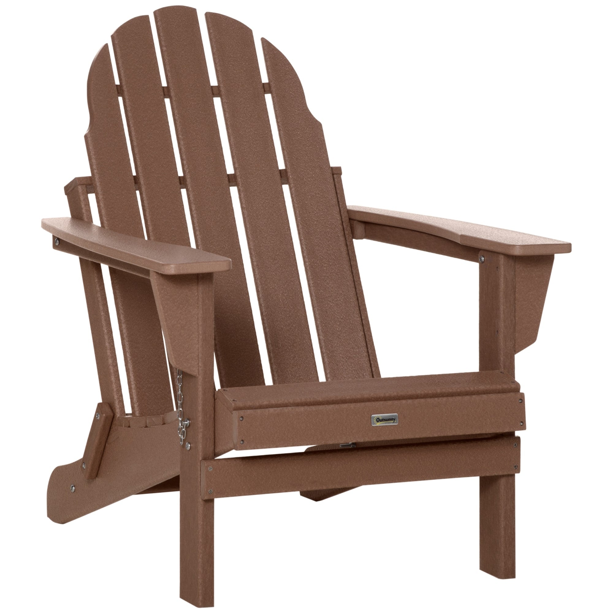 Sedia pieghevole Adirondack Outsunny, sedie da spiaggia in plastica HDPE per esterni adatte a tutte le stagioni, per patio, terrazza e mobili da giardino