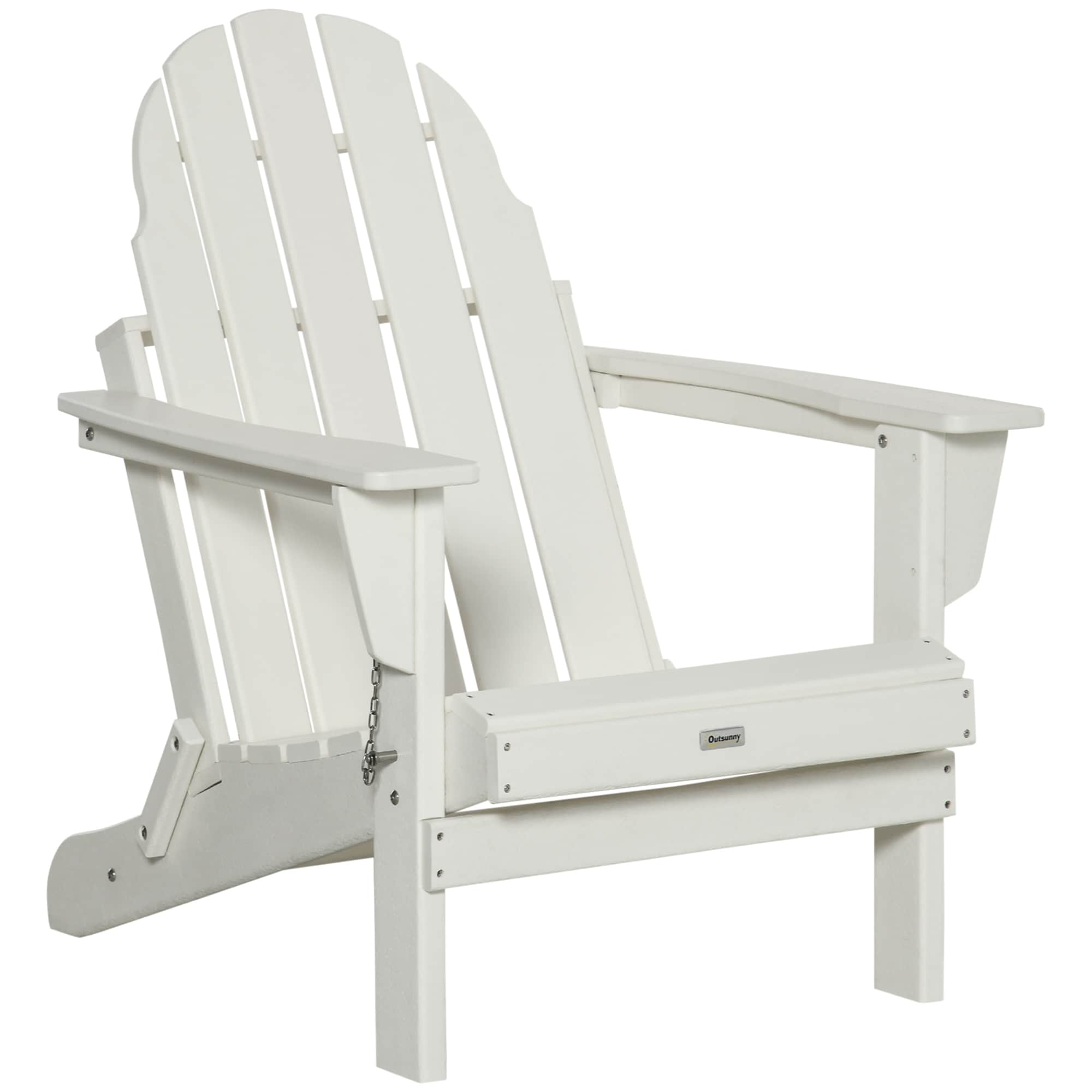 Sedia pieghevole Adirondack Outsunny, sedie da spiaggia in plastica HDPE per esterni adatte a tutte le stagioni, per patio, terrazza e mobili da giardino