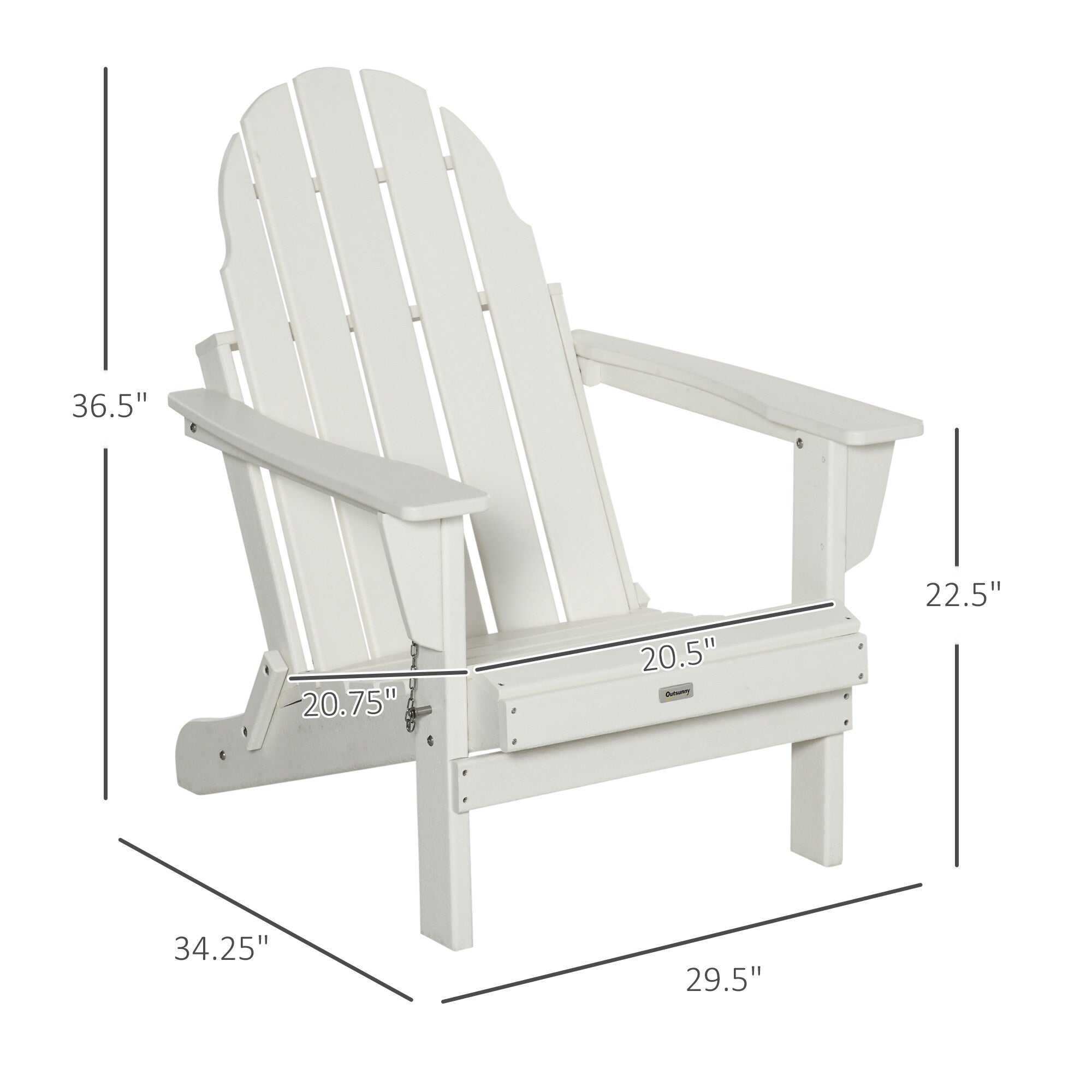 Sedia pieghevole Adirondack Outsunny, sedie da spiaggia in plastica HDPE per esterni adatte a tutte le stagioni, per patio, terrazza e mobili da giardino