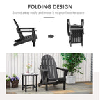 Sedia pieghevole Adirondack Outsunny, sedie da spiaggia in plastica HDPE per esterni adatte a tutte le stagioni, per patio, terrazza e mobili da giardino