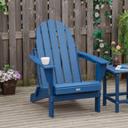 Sedia pieghevole Adirondack Outsunny, sedie da spiaggia in plastica HDPE per esterni adatte a tutte le stagioni, per patio, terrazza e mobili da giardino